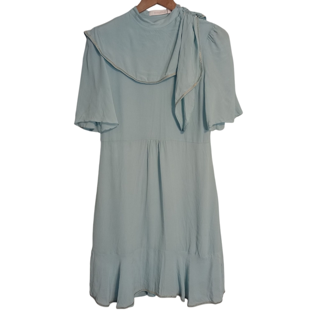 See By Chloe Washable Silk Blend Mini Dress Powder Blue